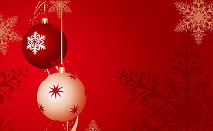two white and red baubles digital wallpaper HD wallpaper