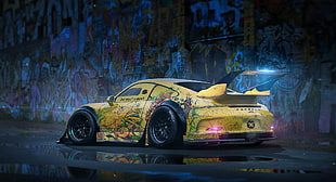 yellow super car, vehicle, Porsche, yellow cars, Porsche 911 GT3 HD wallpaper