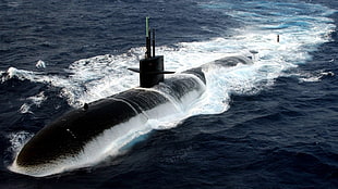 black submarine, submarine, military, vehicle