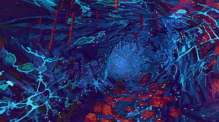 blue and red abstract painting