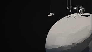 astronaut on moon illustration, space, black background, artwork, Steam (software)