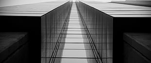 low-angle view of building, building, architecture, monochrome, black