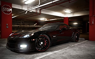 black Corvette coupe, car, Corvette, Chevrolet Corvette Z06, Chevrolet