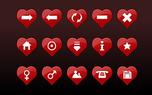 heart-shaped icons