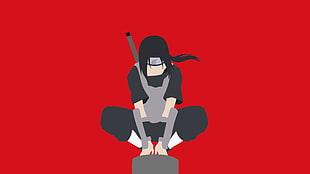 ninja illustration, anime, Naruto Shippuuden, minimalism, Uchiha Itachi
