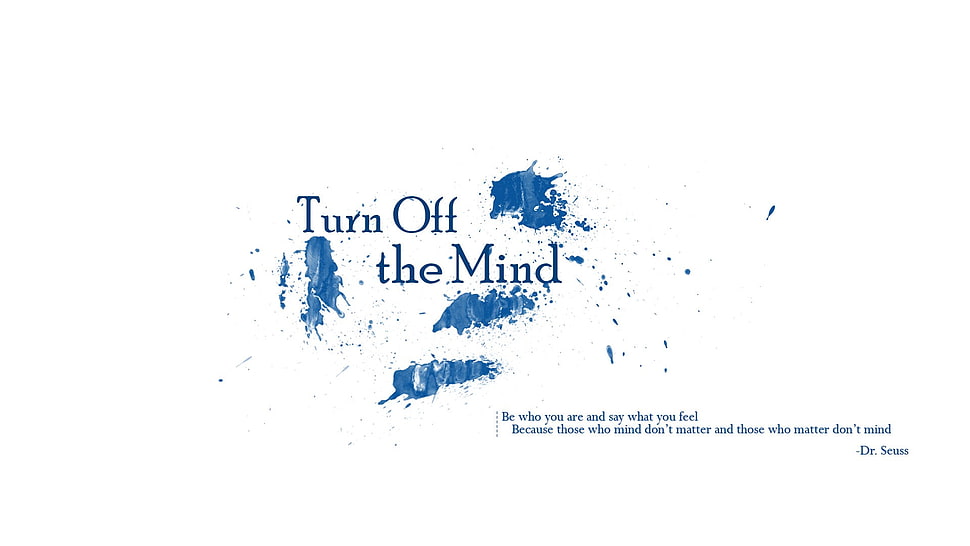 Turn Off Mind text overlay, white, web design, text HD wallpaper
