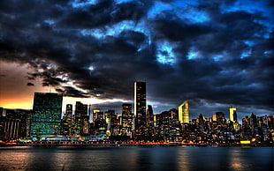 photo of cityscape, cityscape, city, night, New York City