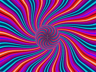 red, blue, and teal optical illusion HD wallpaper