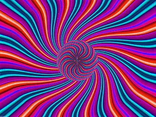 red, blue, and teal optical illusion