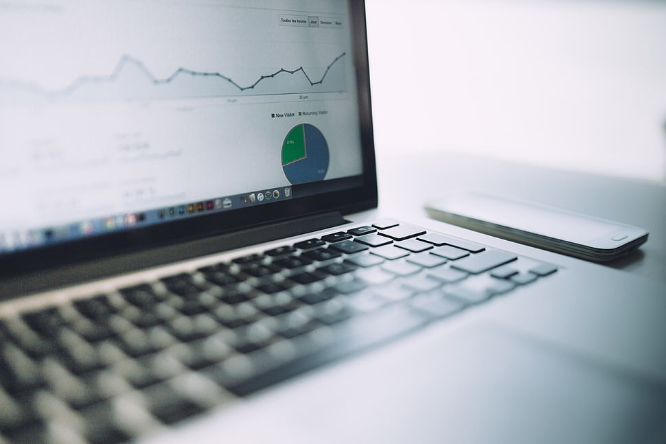 black and gray laptop computer, computer, laptop, businessmen, Google Analytics HD wallpaper