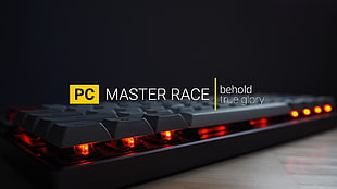 black PC Master Race computer keyboard, PC Master  Race, mechanical keyboard