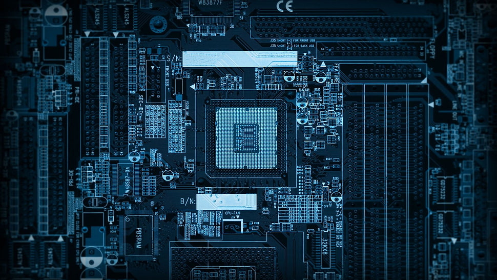 closeup photo of computer motherboard HD wallpaper