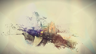 assault rifle illustration, Counter-Strike: Global Offensive, AK-47, minimalism HD wallpaper