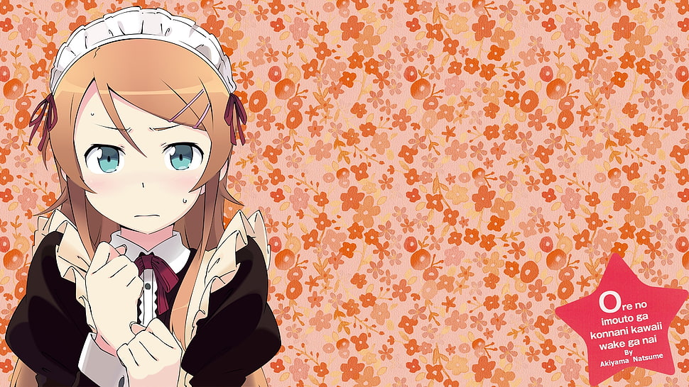 brown-haired female anime character wearing maid's outfit HD wallpaper