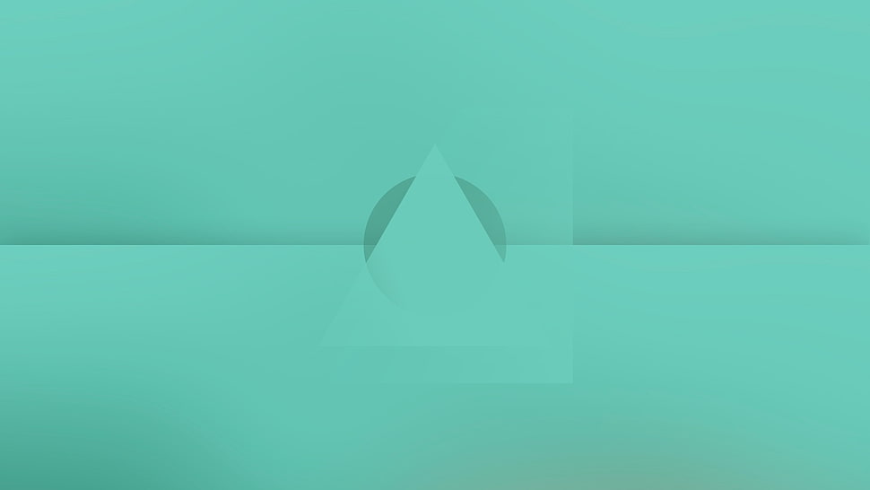 triangle green logo, vector, minimalism, blue, abstract HD wallpaper