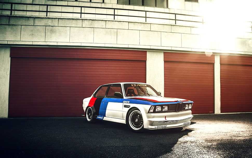 white and blue coupe HD wallpaper