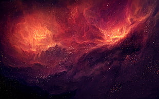 red milky way, space, space art, nebula, TylerCreatesWorlds HD wallpaper