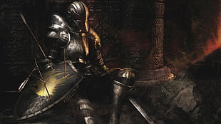knight armor digital wallpaper, video games, Demon's Souls