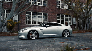 silver coupe, Nissan GT-R, car, Nissan, silver cars