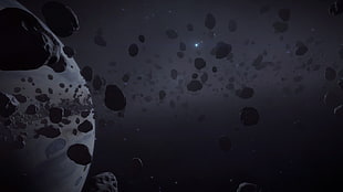 asteroid field and gas planet, space, Elite: Dangerous HD wallpaper