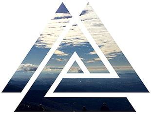 calm body of water under white clouds logo, nature, polyscape, clouds, hills