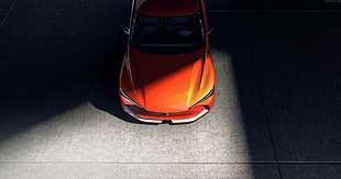 orange sports car, WEY X, electric cars, 5k HD wallpaper