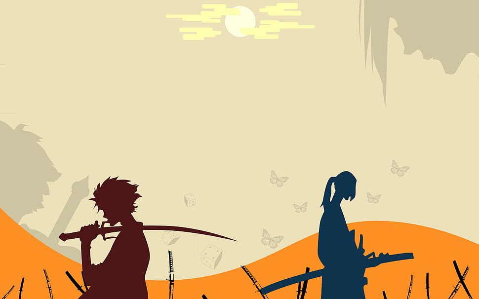 two samurais digital wallpaper, Samurai Champloo, samurai, anime, Mugen HD wallpaper