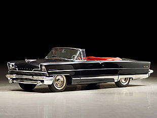 black convertible coupe, 1956 Lincoln, car, Oldtimer, black cars