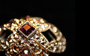 diamond studded gold-colored jewelry HD wallpaper