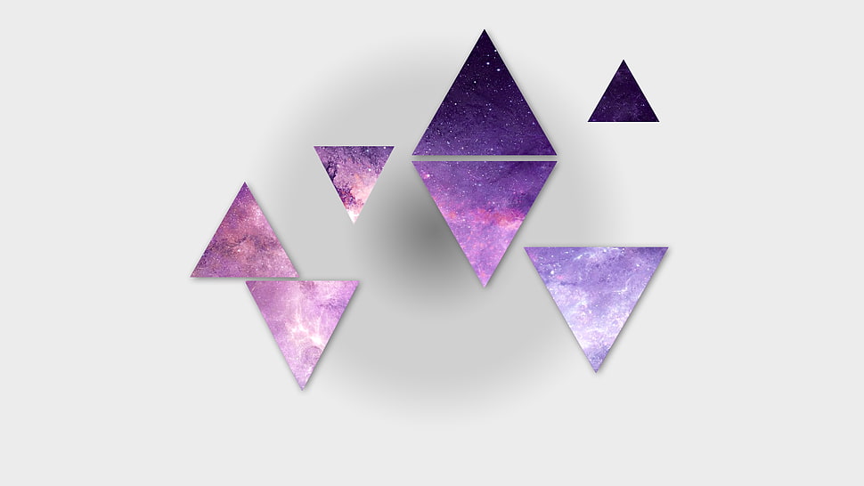 purple and pink triangles decor, galaxy, space, purple, triangle HD wallpaper
