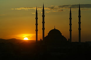 Silhouette of Blue Mosque HD wallpaper