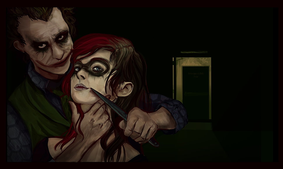 illustration of Joker and Harley Quinn HD wallpaper