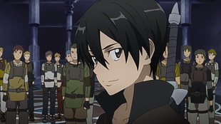 black haired boy anime character, Sword Art Online, Kirigaya Kazuto, anime, black hair HD wallpaper