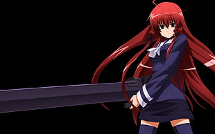 red-haired female anime character digital wallpaper