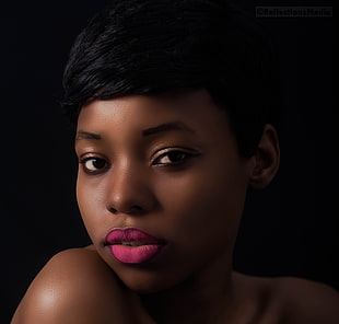 close up photo of woman with pink lipstick HD wallpaper