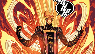 black and orange character illustration, Marvel Comics, Ghost Rider, Robbie Reyes 