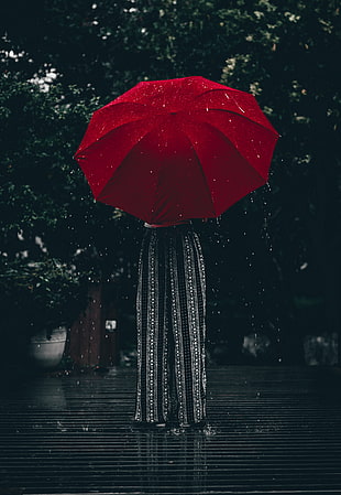 red umbrella, Umbrella, Red, Girl HD wallpaper
