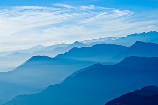 blue mountains with clouds photo