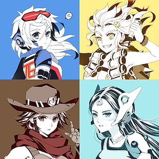 four assorted female anime characters