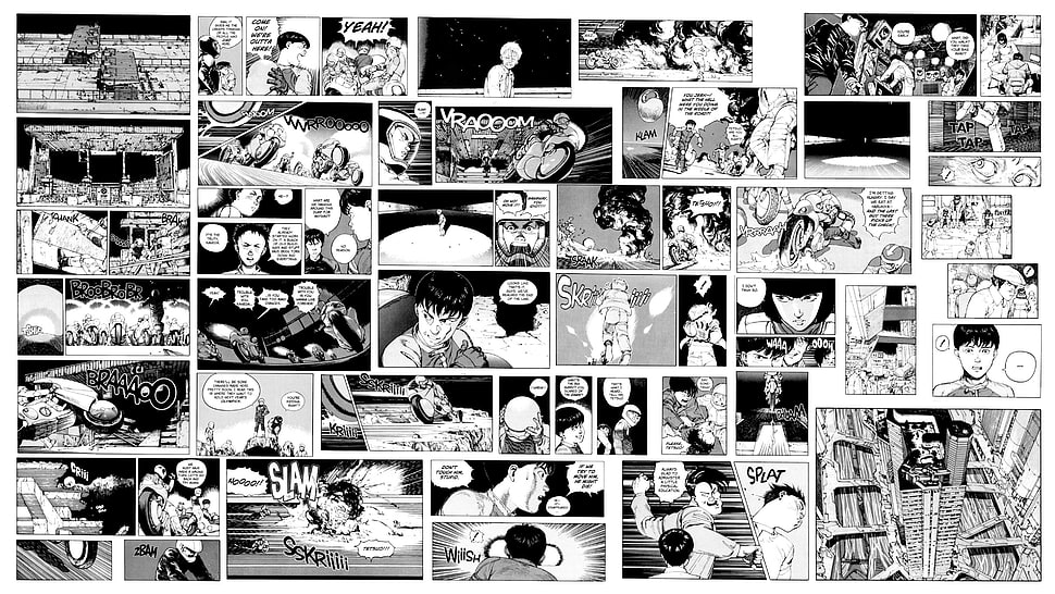 manga illustration, Akira, manga, anime, monochrome HD wallpaper