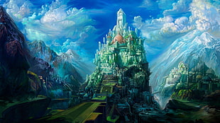 digital wallpaper of castle, concept art, artwork, castle, fantasy art