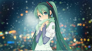 girl with green hair animated display wallpaper