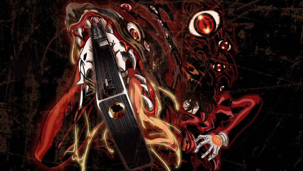 trigun digital wallpaper, Hellsing, Alucard, pistol, vampires HD wallpaper