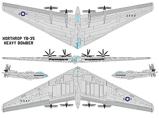 gray Northrop YB-35 heavy bomber collage, Northrop YB-35, military aircraft