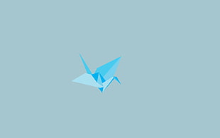 blue crane origami illustration, minimalism, origami HD wallpaper