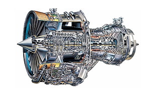 brown and grey turbine engine illustration\, engines, airplane, white background, sketches