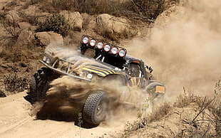 brown and gray dune buggy, car, vehicle, sand, Rally HD wallpaper