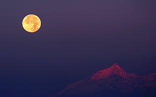 mountain alps under moon graphic wallpaper, Moon, moonlight, mountains, evening