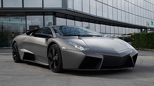 gray sports car, Lamborghini Reventon, car