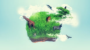 animal on green field clip art